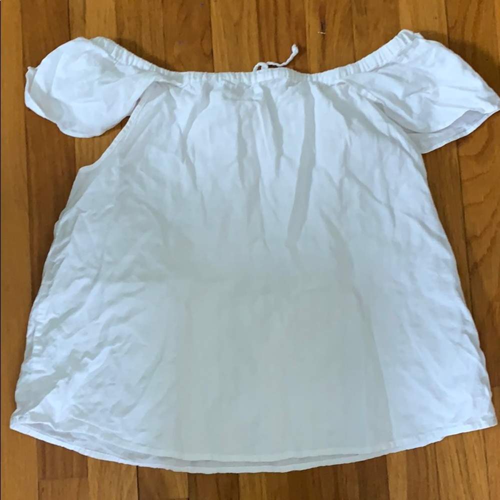 J Crew off the shoulder white shirt